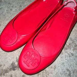 Tory Burch Red Minnie Travel Ballet Flat